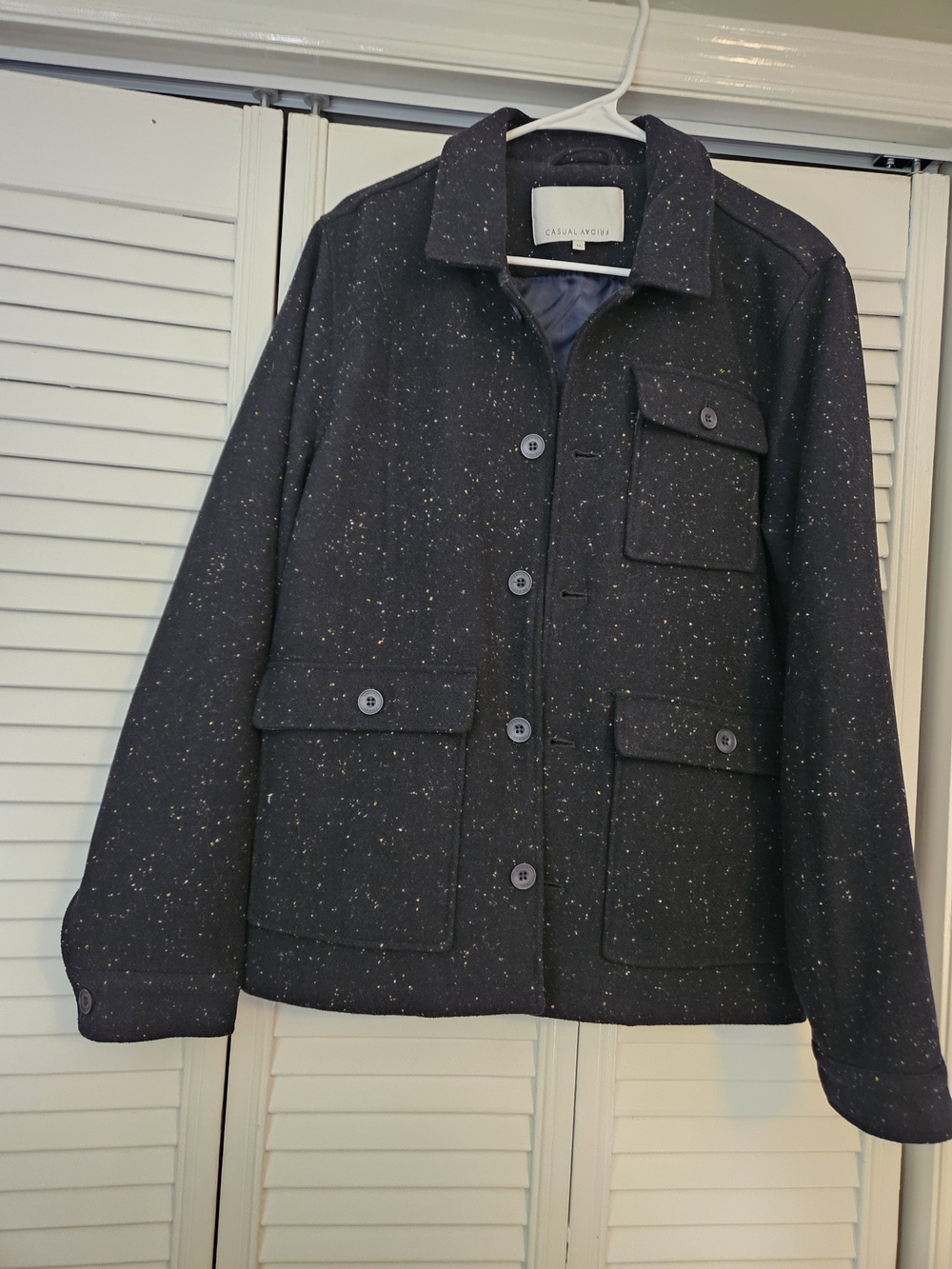 Casual Friday Men's ASOS Speckled Black Wool-Blend Jacket Medium Pockets Revolve